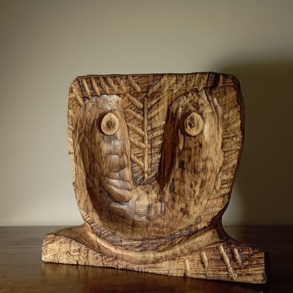 Hand-Carved Charred Owl Sculpture from Reclaimed Wood Hand-Carved Charred Owl Sculpture